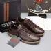 Zegna Men’s Smooth Leather Casual Sneakers, Signature Tone‑on‑Tone Stitching #A67740