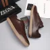 Zegna Men’s Smooth Leather Casual Sneakers, Signature Tone‑on‑Tone Stitching #A67740
