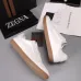 Zegna Men’s Smooth Leather Casual Sneakers, Signature Tone‑on‑Tone Stitching #A67741