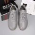 Zegna Men’s Smooth Leather Casual Sneakers, Signature Tone‑on‑Tone Stitching #A67742