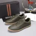 Zegna Men’s Smooth Leather Casual Sneakers, Signature Tone‑on‑Tone Stitching #A67743