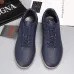 Zegna Men’s Smooth Leather Casual Sneakers, Signature Tone‑on‑Tone Stitching #A67744