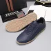 Zegna Men’s Smooth Leather Casual Sneakers, Signature Tone‑on‑Tone Stitching #A67744