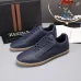 Zegna Men’s Smooth Leather Casual Sneakers, Signature Tone‑on‑Tone Stitching #A67744