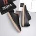 Zegna Men’s Smooth Leather Casual Sneakers, Signature Tone‑on‑Tone Stitching #A67745