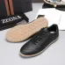 Zegna Men’s Smooth Leather Casual Sneakers, Signature Tone‑on‑Tone Stitching #A67745