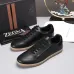 Zegna Men’s Smooth Leather Casual Sneakers, Signature Tone‑on‑Tone Stitching #A67746
