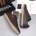 Zegna Men’s Smooth Leather Casual Sneakers, Signature Tone‑on‑Tone Stitching #A67747
