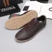 Zegna Men’s Smooth Leather Casual Sneakers, Signature Tone‑on‑Tone Stitching #A67747