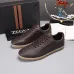 Zegna Men’s Smooth Leather Casual Sneakers, Signature Tone‑on‑Tone Stitching #A67747