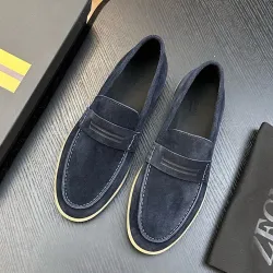 Zegna Men’s Suede Calfskin Loafers, Water‑Dyed Lining, Light TPR Outsole #A67783