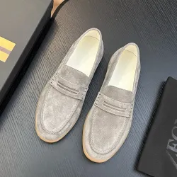 Zegna Men’s Suede Calfskin Loafers, Water‑Dyed Lining, Light TPR Outsole #A67786