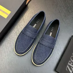 Zegna Men’s Suede Calfskin Loafers, Water‑Dyed Lining, Light TPR Outsole #A67789