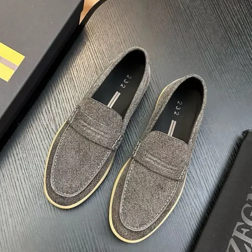 Zegna Men’s Suede Calfskin Loafers, Water‑Dyed Lining, Light TPR Outsole #A67790