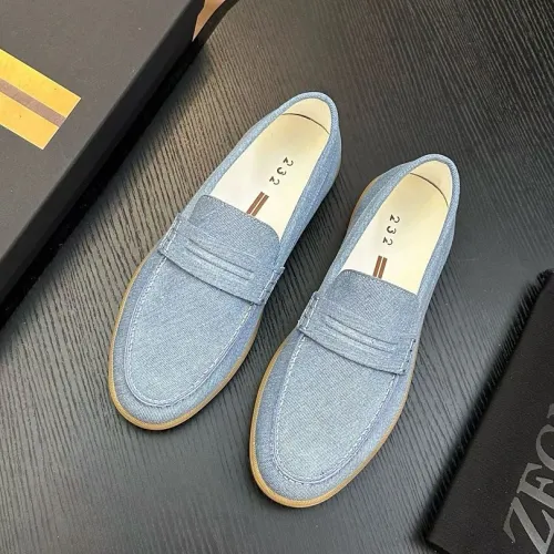 Zegna Men’s Suede Calfskin Loafers, Water‑Dyed Lining, Light TPR Outsole #A67791