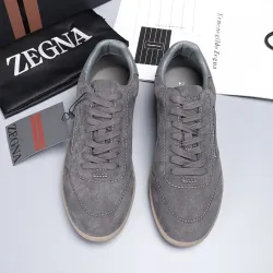 Zegna Men’s Suede Casual Sneakers, Signature Tone‑on‑Tone Stitching #A67751
