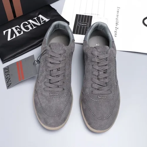 Zegna Men’s Suede Casual Sneakers, Signature Tone‑on‑Tone Stitching #A67751