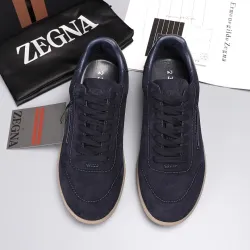 Zegna Men’s Suede Casual Sneakers, Signature Tone‑on‑Tone Stitching #A67752