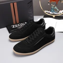 Zegna Men’s Suede Casual Sneakers, Signature Tone‑on‑Tone Stitching #A67753