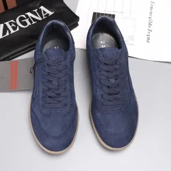 Zegna Men’s Suede Casual Sneakers, Signature Tone‑on‑Tone Stitching #A67754