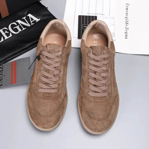 Zegna Men’s Suede Casual Sneakers, Signature Tone‑on‑Tone Stitching #A67755