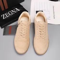 Zegna Men’s Suede Casual Sneakers, Signature Tone‑on‑Tone Stitching #A67756