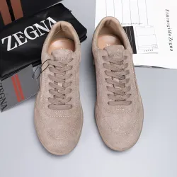 Zegna Men’s Suede Casual Sneakers, Signature Tone‑on‑Tone Stitching #A67757