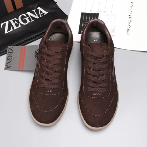 Zegna Men’s Suede Casual Sneakers, Signature Tone‑on‑Tone Stitching #A67758