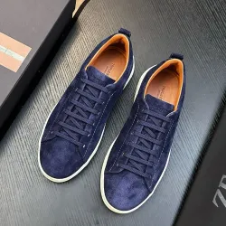 Zegna Men’s Triple Stitch Low‑Top Sneakers, Leather & Suede Upper #A67772