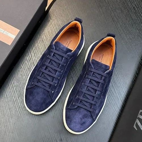Zegna Men’s Triple Stitch Low‑Top Sneakers, Leather & Suede Upper #A67772
