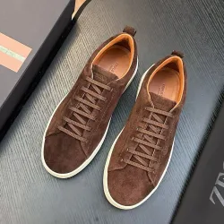 Zegna Men’s Triple Stitch Low‑Top Sneakers, Leather & Suede Upper #A67773