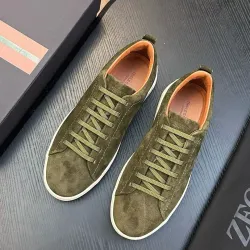 Zegna Men’s Triple Stitch Low‑Top Sneakers, Leather & Suede Upper #A67774