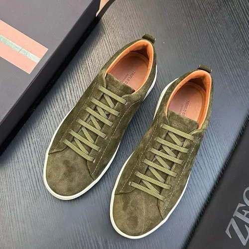 Zegna Men’s Triple Stitch Low‑Top Sneakers, Leather & Suede Upper #A67774