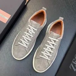 Zegna Men’s Triple Stitch Low‑Top Sneakers, Leather & Suede Upper #A67776