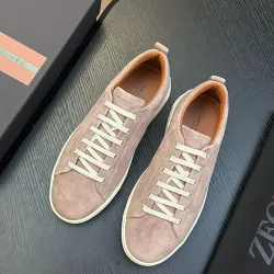 Zegna Men’s Triple Stitch Low‑Top Sneakers, Leather & Suede Upper #A67777