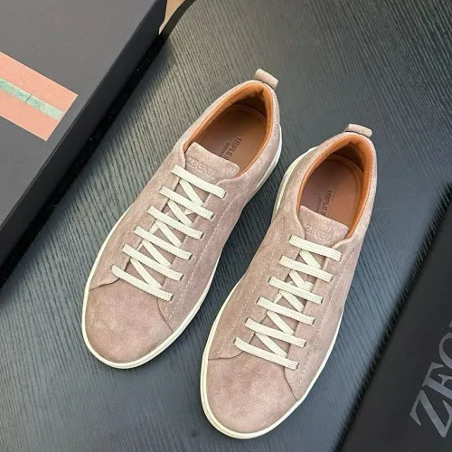 Zegna Men’s Triple Stitch Low‑Top Sneakers, Leather & Suede Upper #A67777