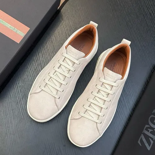 Zegna Men’s Triple Stitch Low‑Top Sneakers, Leather & Suede Upper #A67778