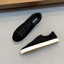 Prada Men's Nappa Leather Casual Sneakers, Western Decorative Stitching, Sheepskin Lining, Soft Rubber Outsole, Multiple Colors Available #A67708