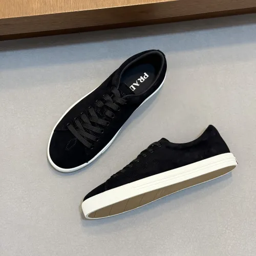 Prada Men's Nappa Leather Casual Sneakers, Western Decorative Stitching, Sheepskin Lining, Soft Rubber Outsole, Multiple Colors Available #A67708
