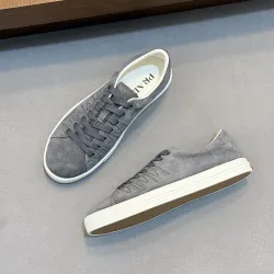 Prada Men's Nappa Leather Casual Sneakers, Western Decorative Stitching, Sheepskin Lining, Soft Rubber Outsole, Multiple Colors Available #A67709