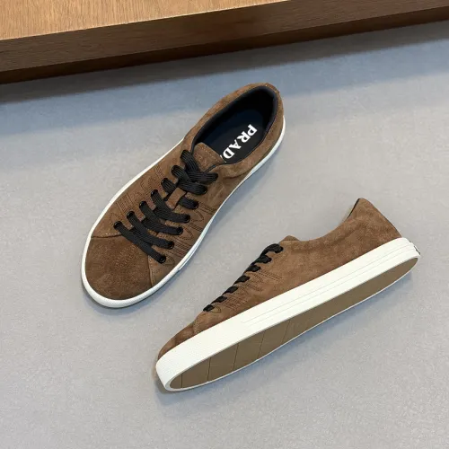 Prada Men's Nappa Leather Casual Sneakers, Western Decorative Stitching, Sheepskin Lining, Soft Rubber Outsole, Multiple Colors Available #A67710