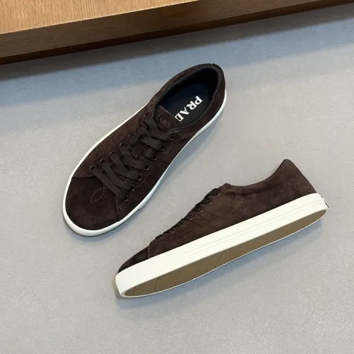Prada Men's Nappa Leather Casual Sneakers, Western Decorative Stitching, Sheepskin Lining, Soft Rubber Outsole, Multiple Colors Available #A67712