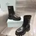 Prada Inspired Black Leather Biker Boots With Chunky Platform Sole #B54535