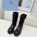 Prada Women’s Black Canvas-Trimmed Ankle Boots with Buckle Detail, Low Heel #A69822