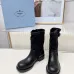 Prada Women’s Black Canvas-Trimmed Ankle Boots with Buckle Detail, Low Heel #A69822