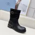 Prada Women’s Black Canvas-Trimmed Ankle Boots with Buckle Detail, Low Heel #A69822