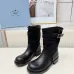 Prada Women’s Black Canvas-Trimmed Ankle Boots with Buckle Detail, Low Heel #A69822