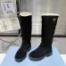 Prada Women’s Black Suede Knee Boots with Shearling Lining & Chunky Sole #A69875