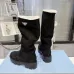 Prada Women’s Black Suede Knee Boots with Shearling Lining & Chunky Sole #A69875