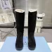 Prada Women’s Black Suede Knee Boots with Shearling Lining & Chunky Sole #A69875